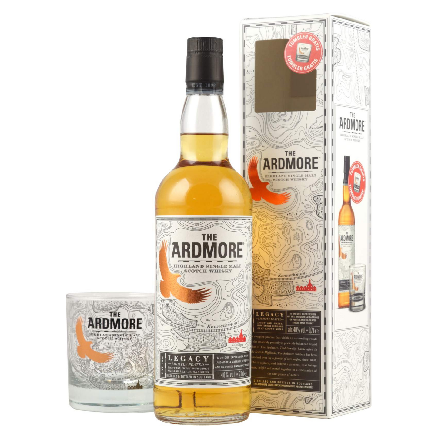 Ardmore Legacy Single Malt Scotch Whisky 40% vol. 0,7L mit Glas