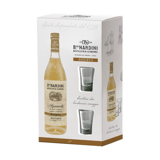 Nardini Grappa Riserva Geschenk Set 50% vol. 0,7l