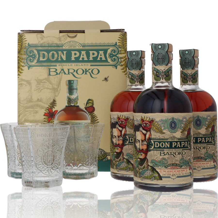 Don Papa Baroko limitiertes Set mit 3 Gläsern